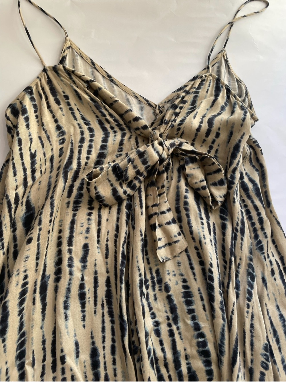 Zara Beige and Blue Tie- Maxi Dress